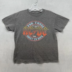 AC/DC T-Shirt Unisex Medium Heather Gray For Those About to Rock Graphic Tee - Picture 1 of 6
