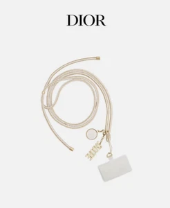 Bracelet téléphone DIOR J'ADORE cordon corde doré et blanc et breloques - Neuf - Photo 1 sur 4