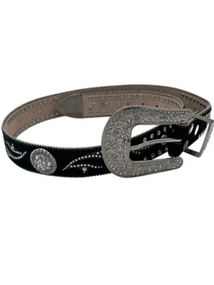 Cinturón De Colección Nocona Para Mujer Cuero Genuino Plateado Estrás Western Bling XL Foto 1 de 4