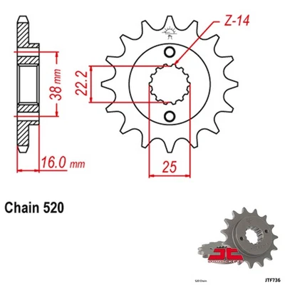 JT Sprockets Front Ducati 748 S w/ JT750B CARRIER 02-03 JTF736.14 - Image 1 of 2