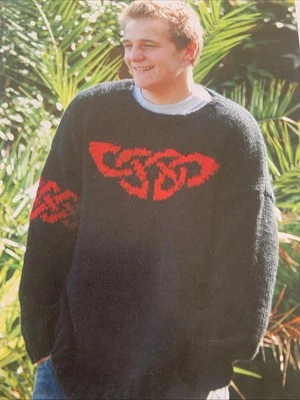 Knitting Pattern 1829 Mens Tattoo Jumper In Debbie Bliss Cashmerino Super chunky - Image 1 of 3