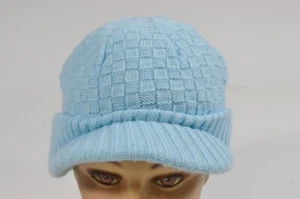 Under Armour Knitted Visor Beanie Snow Hat Brimmed Women's Teal Light Baby Blue - Picture 1 of 9