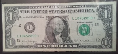 DOLLAR BILL 2007 $ 1.00 Dollar Bill ** Star ** Note Green Seal Circulated - Image 1 of 4