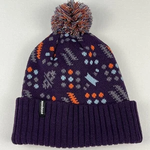 Patagonia Hat Winter Pom Beanie Purple One Size Warm Excellent Condition Quality - Picture 1 of 7