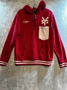 Zoo York Hoodie Mens Medium Maroon Red With Black Strip Full Zip Sweatshirt - Picture 1 of 8