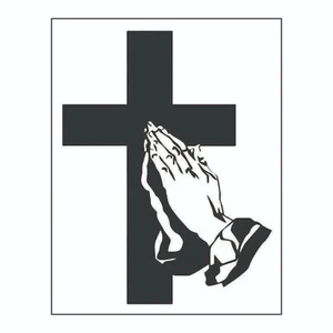 Preying Hands with Cross Sticker - Decal - Picture 1 of 2