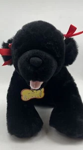 Build a Bear 12" Black Dog With Name Tag & Red Ribbons - Picture 1 of 9