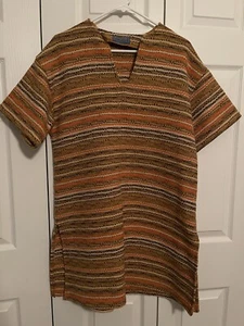 Vintage Pendleton Dress Wool Tunic Style Orange Brown Stripes - Picture 1 of 6