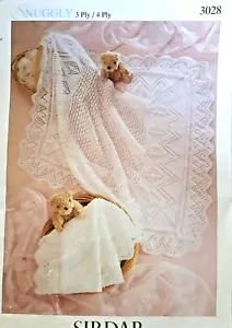 Knitting Pattern**Babies 3 or 4-ply SHAWL**Lacy**Square**Christening*SIRDAR 3028 - Picture 1 of 1