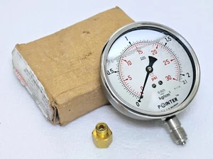 POINTER LDS-100-GF-B64-DB-38B PRESSURE GAUGE 0-30 PSI #4 - Picture 1 of 7