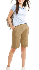 New W/Tags Wonder Nation Girls' School Uniform Bermuda Shorts Khaki Tan Size 5 - Picture 1 of 3