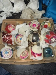 Random Lot 12 Antique Mercury Glass Shapes Christmas Ornaments - Picture 1 of 10