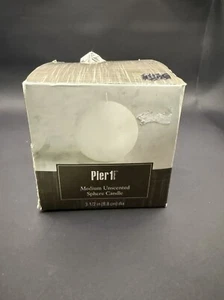Pier 1 unparfümierte Kugelkerze 3,5" Durchmesser weiß dekoratives Stück - Bild 1 von 5