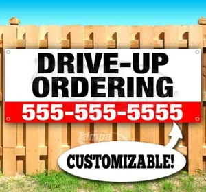 DRIVE UP ORDERING CUSTOM PHONE Advertising Vinyl Banner Flag Sign SB04700 - Picture 1 of 6