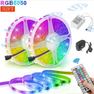 16.4-49.2FT 5050 Flexible LED Strip Light Waterproof SMD 44Keys Remote 12V Power - Picture 1 of 48