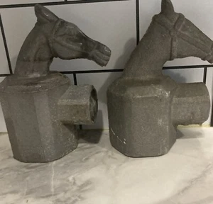 Vintage Horse Head Fence Post Gate Topper equestrian farmhouse western lot of 2 - Picture 1 of 6