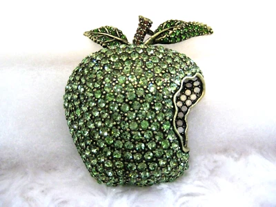 HEIDI DAUS "Forbidden Fruit" (Snow White) Green Apple Pin (Orig.$159.)-LAST ONE! - Image 1 of 4