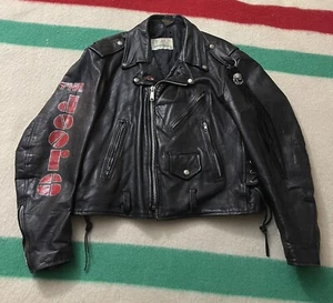 Vintage 70s 80s Gino Leather Jacket The Doors Hand Painted Small Jim Morrison - Picture 1 of 16