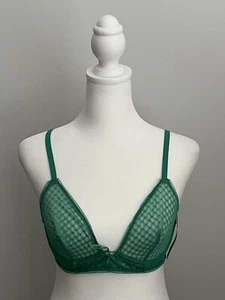 J.Crew NWT Women’s 32C Bright Green Lattice Lace Underwire Unlined Bra - Picture 1 of 7