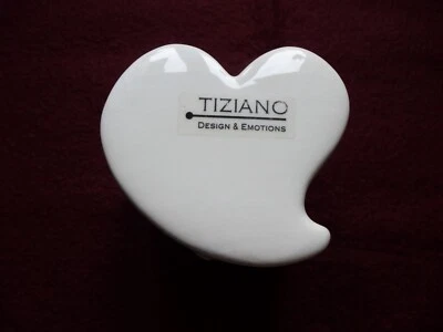 Tiziano Keramik Deko Vase/Kübel  Amore Creme - Weiß    Herz Motiv - Bild 1 von 4