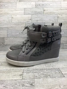 Torrid Shoes Womens 10 W High Top Sneakers Hidden Wedge Studded Zip Buckle - Picture 1 of 11