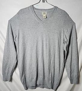 Maglione pullover casual LL Bean uomo L alto cotone cashmere scollo a V - Foto 1 di 5