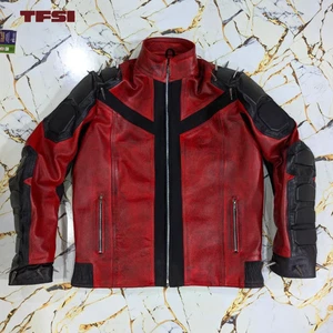Pelle Pelle Men’s Custom Studded Red Leather Biker Jacket - Bild 1 von 7