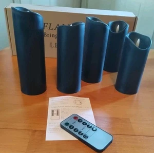 5 Pack Flameless LED Candles Remote Controlled Realistic Candles Plastic Black - Picture 1 of 4