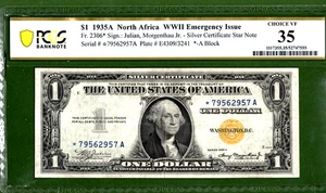 1935 A💲1  🌞NORTH AFRICA  WW II 🌞  STAR NOTE   PCGS  35 - Picture 1 of 5