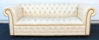 Chesterfield стиль стеганый не белый кожаный диван - Изображение 1 из 4