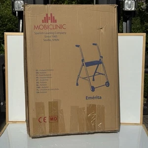 MOBICLINIC Emerita Rollator Gehhilfe stabil faltbar mit Sitz und 2 Rädern Blau - Bild 1 von 5