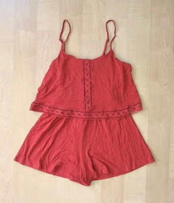 Nordstrom Top Shop rojo óxido punto suave boho mameluco correas de cinta ajustables EE. UU. 8 Foto 1 de 3