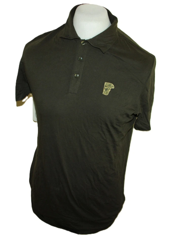 Polo hombre Gianni Versace manga corta logotipo bordado verde algodón talla M - Imagen 1 de 4