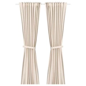 Ikea LENDA Curtains with tie-backs, 1 pair, off-white, 140x250 cm - Picture 1 of 6