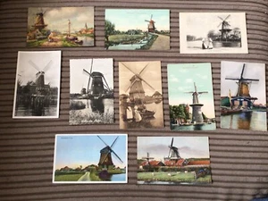 COLLECTION OF 10 EARLY/VINTAGE PCS - FEATURING DUTCH WINDMILLS (1) - Picture 1 of 1