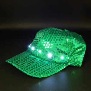 St Patrick's Green Light Up Baseball Sports Cap Hat Green Lights 2 settings US - Picture 1 of 4