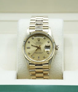 Gents 18ct Yellow Gold Rolex Day-Date 36mm 18038 Factory Champagne Diamond Dial - Picture 1 of 6