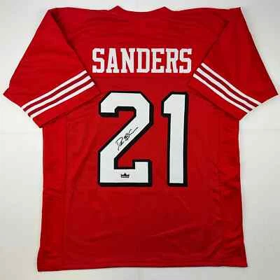 传真亲笔签名 Deion Sanders 旧金山红色翻印球衣 男式 XL — 第 1/4 张图片