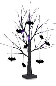 Halloween Decorations Bats Halloween Tree with 24 Purple LedLights + Bats / Web