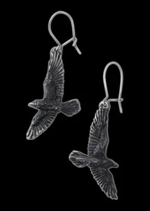 Alchemy Raben Ohrringe - Black Raven - Gothic Ohrschmuck Hänger Krähe - Bild 1 von 1