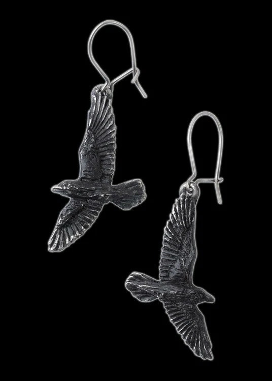 Alchemy Raben Ohrringe - Black Raven - Gothic Ohrschmuck Hänger Krähe  - Bild 1 von 1