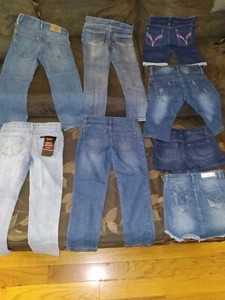 8 pairs  of girl jeans size 4 to 6 - Picture 1 of 11