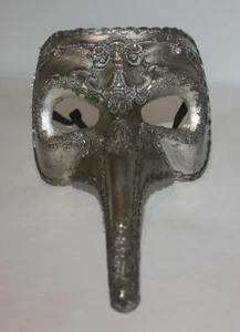 Gold Venetian Long Nose Mask with Rhinestones Masquerade Adult - Picture 1 of 10