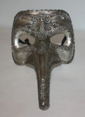 Gold Venetian Long Nose Mask with Rhinestones Masquerade Adult - Image 1 of 4