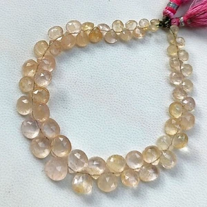 Natural Morganite Gemstone 4 to 8mm Size Faceted Heart Briolette Beads 8" Strand - Picture 1 of 7