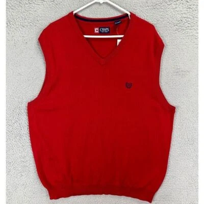 Chaps V-Neck Sweater Vest Adult Extra Large Red Sleeveless 100% Cotton Mens NEW - Image 1 of 4