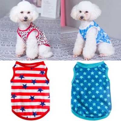 Summer Dog Shirt O-Neck Sleeveless Clothes Small Medium Pet Supply Classic Vest[ - Image 1 of 4