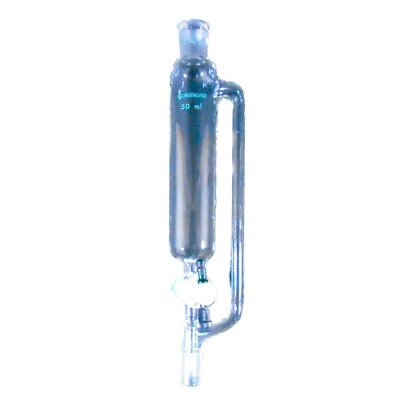 CHEMGLASS 50mL Addition Funnel 14/20 Joint 2mm PTFE Stopcock CG-1702-14 - Image 1 of 4