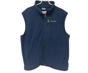 Columbia Trek Mens Vest Navy Blue XL Fleece Full Zip Embroidered Outdoor Pockets - Picture 1 of 15