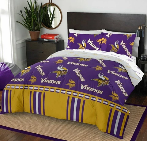 Minnesota Vikings NFL Rotary Queen Bed in a Bag Set Cover